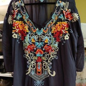 Johnny Was Rayon Embroidered Top